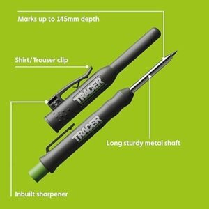 TRACER Deep Hole Construction Pencil with 6x Replacement Lead Pack and accompanying Site Holsters all-in-one Marking Kit