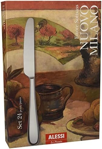 Alessi 5180s24m Nuovo Milano 24-piece monobloc 18/10 polished stainless steel cutlery set, Stainlesssteel