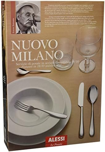 Alessi 5180s24m Nuovo Milano 24-piece monobloc 18/10 polished stainless steel cutlery set, Stainlesssteel