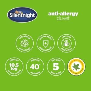 Silentnight Anti Allergy Double Duvet 10.5 Tog - All Year Round Winter Quilt Duvet Anti-Bacterial and Machine Washable with Allergy UK Approved Anti Allergy Fibres - Double Bed