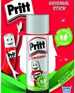 Pritt Glue Stick, Safe & Child-Friendly Craft Glue for Arts & Crafts Activities, Strong-Hold adhesive for School & Office Supplies, 1x43g Pritt Stick, white