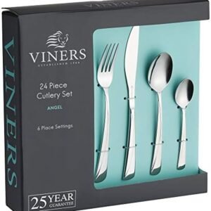 Viners Angel Cutlery Set - Elegant Mirror Polished Flatware Gift Box with 25 Year Guarantee, 24 Piece