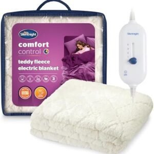 Silentnight Teddy Fleece Electric Blanket Double – Heating Underblanket with 3 Heat Settings, Easy Fit Elasticated Straps and Overheat Protection – Machine Washable - Double (120x135cm)