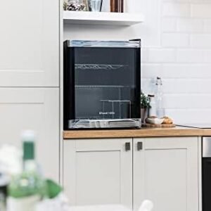 Russell Hobbs Mini Fridge 12 Bottle/46L Freestanding Black Table Top Mini Beer & Wine Fridge, LED Light with Glass Door RHGWC1B