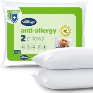 Silentnight Anti-Allergy Pillows 2 Pack – Soft Medium Support Anti Bacterial, Bed Hotel Pillows for Back, Stomach and Side Sleepers, White