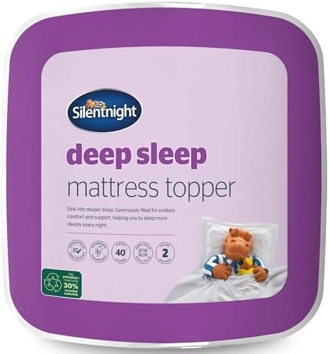 Silentnight Deep Sleep Single Mattress Topper - Best Thick Soft Comfy Toppers For Bed Caravan Campervan Sofa Beds - Machine Washable Hypoallergenic Bed Topper, White
