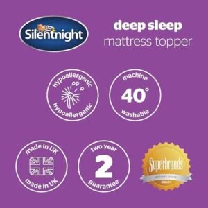 Silentnight Deep Sleep Single Mattress Topper - Best Thick Soft Comfy Toppers For Bed Caravan Campervan Sofa Beds - Machine Washable Hypoallergenic Bed Topper, White