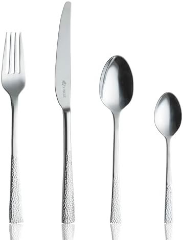 Viners 24 Piece Stainless Steel Cutlery Set. Viners Splendour Hammered Effect Cutlery Set. Dishwasher Safe. 25 Year Guarantee