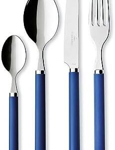 Villeroy & Boch Play! Blue Ocean Cutlery for up to 6 People, 24 Pieces, Stainless Steel, Blue Plastic Handle