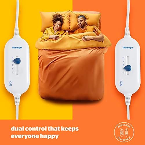 Silentnight Dual Control Electric Blanket Double - Heated Electric Underblanket Bed Warmer Sheet with 3 Heat Settings, Easy Fit Straps, Split Controls and Machine Washable - Double 150x137cm (60"x54")