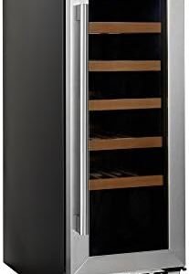 Cookology CWC300SS Freestanding Undercounter Fridge Cabinet 30cm Wine Cooler, 20 Bottle, 60 Litre Capacity, with Digital Temperature Control and Reversible Door - in Stainless Steel