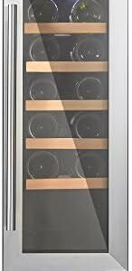 Cookology CWC300SS Freestanding Undercounter Fridge Cabinet 30cm Wine Cooler, 20 Bottle, 60 Litre Capacity, with Digital Temperature Control and Reversible Door - in Stainless Steel