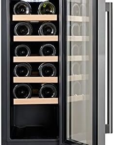 Cookology CWC300SS Freestanding Undercounter Fridge Cabinet 30cm Wine Cooler, 20 Bottle, 60 Litre Capacity, with Digital Temperature Control and Reversible Door - in Stainless Steel