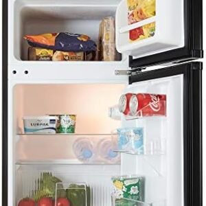 Cookology UCFF87 47cm Freestanding Undercounter Small Fridge Freezer with 2 Doors, 87 Litre, Adjustable Temperature Control, LED Light and a 3 Star Freezer Rating - Black