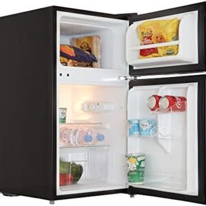 Cookology UCFF87 47cm Freestanding Undercounter Small Fridge Freezer with 2 Doors, 87 Litre, Adjustable Temperature Control, LED Light and a 3 Star Freezer Rating - Black