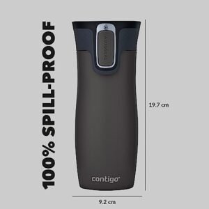 Contigo West Loop Autoseal Travel Mug, Stainless Steel Thermal Mug, Vacuum Flask, Leakproof Tumbler, Coffee Mug with BPA Easy-Clean Lid, 470 ml, Gunmetal
