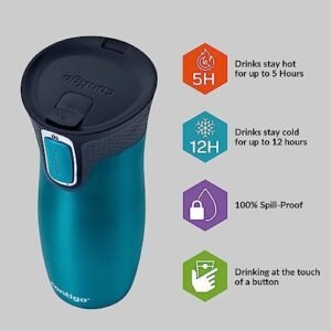 Contigo West Loop Autoseal Travel Stainless Steel Thermal Vacuum Flask, Leakproof Tumbler, Coffee Mug with BPA Free Easy-Clean Lid, 470 ml, Bay