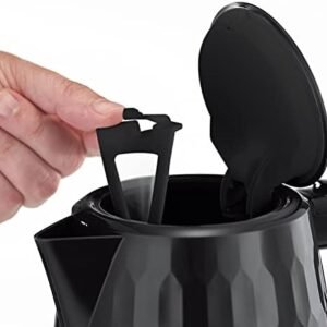 Russell Hobbs Honeycomb Electric 1.7L Cordless Kettle (Fast Boil 3KW, Black premium plastic, matt & high gloss finish, Removable washable anti-scale filter, Push button lid, Perfect pour spout) 26051