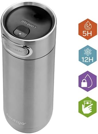 Contigo Luxe Autoseal Travel Mug, Stainless Steel Thermal Mug, Vacuum Flask, Leakproof Tumbler, dishwasher safe, Coffee Mug with BPA Free Easy-Clean Lid