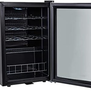 Russell Hobbs Mini Fridge 20 Bottle/62L Lockable Freestanding Stainless Steel Table Top Mini Beer & Wine Fridge, LED Light & Lock and Key with Glass Door RHGWC4SS-LCK