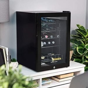 Russell Hobbs Mini Fridge 20 Bottle/62L Lockable Freestanding Black Table Top Mini Beer & Wine Fridge, LED Light & Lock and Key with Glass Door RHGWC4B-LCK