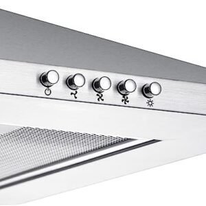 CIARRA CAS6201A Cooker Hood 60cm Stainless Steel Chimney Range Hood 600mm Recirculating Duct Kitchen Ventilation Extractor Fan