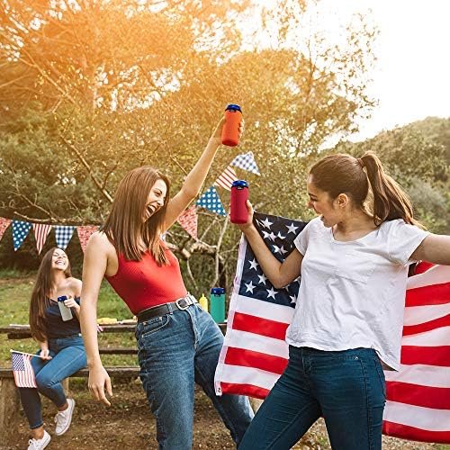 WK IEASON 16oz Can Sleeves Insulators Neoprene Standard Can Covers Coolers Holder Non-Slip Neoprene Can Coolie (16OZ,Green/Orange/Grey/Light Blue)