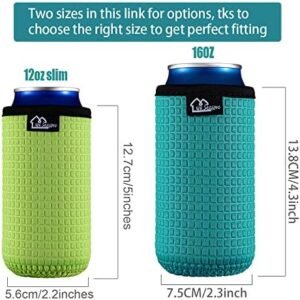 WK IEASON 16oz Can Sleeves Insulators Neoprene Standard Can Covers Coolers Holder Non-Slip Neoprene Can Coolie (16OZ，Green/Orange/Grey/Light Blue)