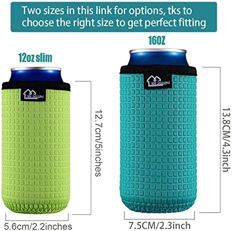 WK IEASON 16oz Can Sleeves Insulators Neoprene Standard Can Covers Coolers Holder Non-Slip Neoprene Can Coolie (16OZ,Green/Orange/Grey/Light Blue)