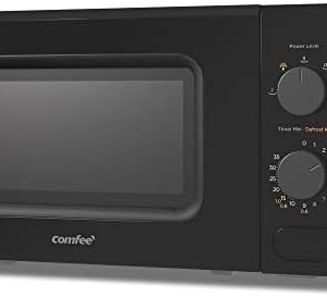 COMFEE' 700W 20L Black Microwave Oven With Compact Design, 5 Cooking Power Levels, Quick Defrost Function, And Kitchen Manual Timer - CM-M202CC(BK)
