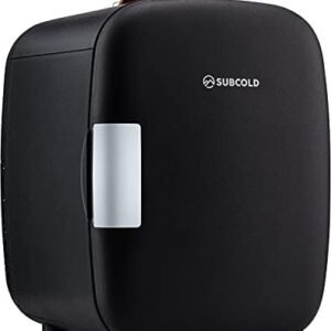 Subcold Pro4 Luxury Mini Fridge Cooler | 4 Litre / 6 Cans | AC and Exclusive USB Power Option | Portable Small Fridge for the Office, Bedroom, Car, Travel, Skincare & Cosmetics (Black) [Energy Class C]
