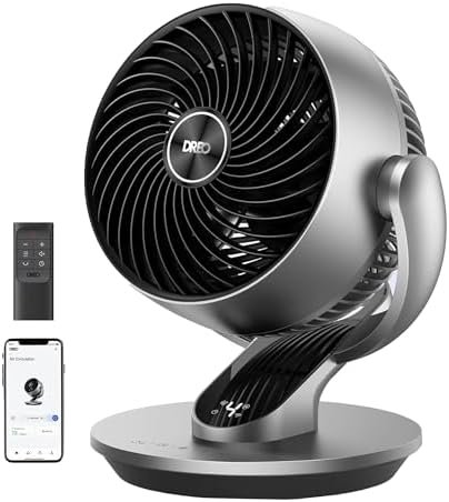 Dreo Smart Table Fan for Bedroom, 28dB Silent Air Circulator Fan with Remote, 7 Inch Diameter Cooling Quiet Desk Fan, 120° Vertical Manual+90° Horizontal Oscillating, 4 Speeds, 5 Modes, 12H Timer