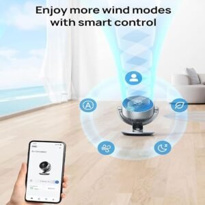Dreo Smart Table Fan for Bedroom, 28dB Silent Air Circulator Fan with Remote, 7 Inch Diameter Cooling Quiet Desk Fan, 120° Vertical Manual+90° Horizontal Oscillating, 4 Speeds, 5 Modes, 12H Timer