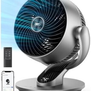 Dreo Smart Table Fan for Bedroom, 28dB Silent Air Circulator Fan with Remote, 7 Inch Diameter Cooling Quiet Desk Fan, 120° Vertical Manual+90° Horizontal Oscillating, 4 Speeds, 5 Modes, 12H Timer