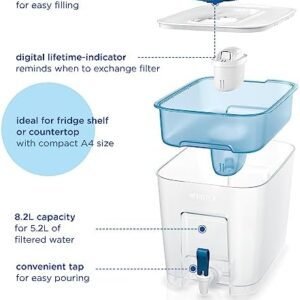 BRITA Flow XXL Water Filter Tank (8.2L) incl. 1x MAXTRA PRO All-in-1 cartridge - fridge-fitting dispenser for families and offices - now in sustainable Smart Box packaging