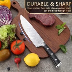 BEWOS 8.3-Inch Chef Knife, Professional Kitchen Knife, Ultra Sharp Chefs Knife Set, Premium Stainless Steel Chef’s Knives for Kitchen, Cooking Knife, Ergonomic Handle, Gift Box