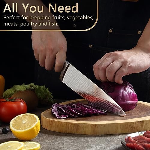 BEWOS 8.3-Inch Chef Knife, Professional Kitchen Knife, Ultra Sharp Chefs Knife Set, Premium Stainless Steel Chef’s Knives for Kitchen, Cooking Knife, Ergonomic Handle, Gift Box