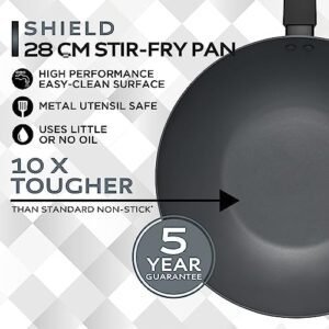 Russell Hobbs RH02842EU7 Shield 28 cm Stir-Fry Pan – Non-Stick Coating 10x Tougher*, Sauté Pan, Induction Hob Suitable, Pressed Aluminium Wok, Easy to Clean, Frying Pan, Soft-Touch Stay-Cool Handle