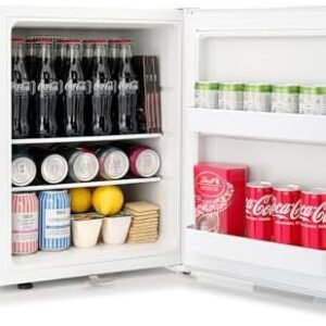 Subcold Aire40 LED Mini Fridge | 40L Table Top Fridge | Quiet & Frost Free for Bedrooms & Hotels | Lockable with Solid door & interior LED light (White)