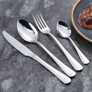 BEWOS Silver Forks 24 Pieces, Stainless Steel Forks Set, 8 Inches (20.3 Cm) Silver Fork Set, Table Forks, Cutlery Forks, Mirror Polished, Dishwasher Safe, Suitable for Household, Restaurant, Canteen