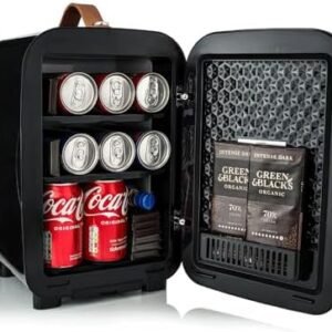 Subcold Pro10 Luxury Mini Fridge Cooler | Compact 10L Portable Small Fridge 12v & 240v | Efficient Quiet Cooling System | Ideal for Bedroom, Office, Beauty & Car | (Chequer Black) [Energy Class E]