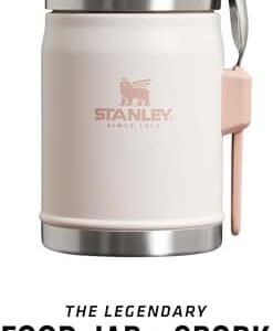 Stanley Classic Legendary Food Jar 0.4L with Spork - Keeps Cold or Hot For 7 Hours - BPA-Free Stainless Steel Soup Flask - Leakproof - Dishwasher Safe - Rose Quartz