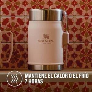 Stanley Classic Legendary Food Jar 0.4L with Spork - Keeps Cold or Hot For 7 Hours - BPA-Free Stainless Steel Soup Flask - Leakproof - Dishwasher Safe - Rose Quartz