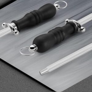 BEWOS Honing Steel, 26CM Honing Rod/Knife Steel,Professional Carbon Steel Sharpening Rod, Kitchen Knives Honing Rod, Kitchen Knife Sharpener Repair Knife Edge, Knife Steel with Non-Slip Handle