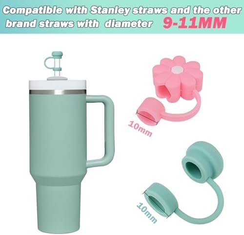 WK IEASON 4pcs Silicone Straw Cover Lids for Stanley Cup 40/30 Oz, Stanley Cup Accessories for Reusable Straws 0.4 in/10 mm Diameter Straw Toppers, Dust-Proof Drinking Straw Tips Protector
