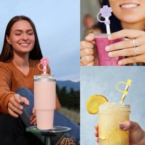 WK IEASON 4pcs Silicone Straw Cover Lids for Stanley Cup 40/30 Oz, Stanley Cup Accessories for Reusable Straws 0.4 in/10 mm Diameter Straw Toppers, Dust-Proof Drinking Straw Tips Protector