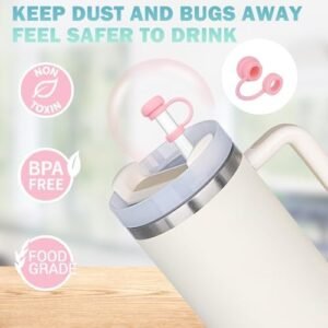 WK IEASON 4pcs Silicone Straw Cover Lids for Stanley Cup 40/30 Oz, Stanley Cup Accessories for Reusable Straws 0.4 in/10 mm Diameter Straw Toppers, Dust-Proof Drinking Straw Tips Protector