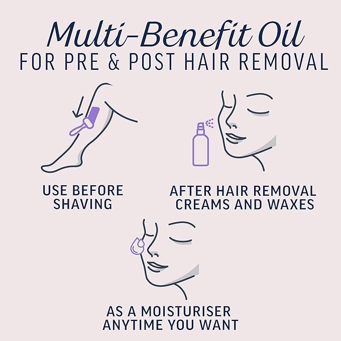 Veet Miraculous Oil, 100ml, Razor Bumps Treatment, Women's Shaving Oil, Dermaplaning Oil For Face, Pre and Post Hair Removal