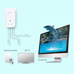 TP-Link TL-PA8033PKIT AV1300 3-Port Gigabit Passthrough 2x2 MIMO Powerline Adapter Starter Kit, No Configuration Required, UK Plug