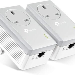 TP-Link TL-PA4010PKIT Passthrough Powerline Adapter Starter Kit, No Configuration Required, UK Plug, Pack of 2